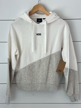 NWT Vans White and Light Gray Diagonal Colorblock Hoodie
